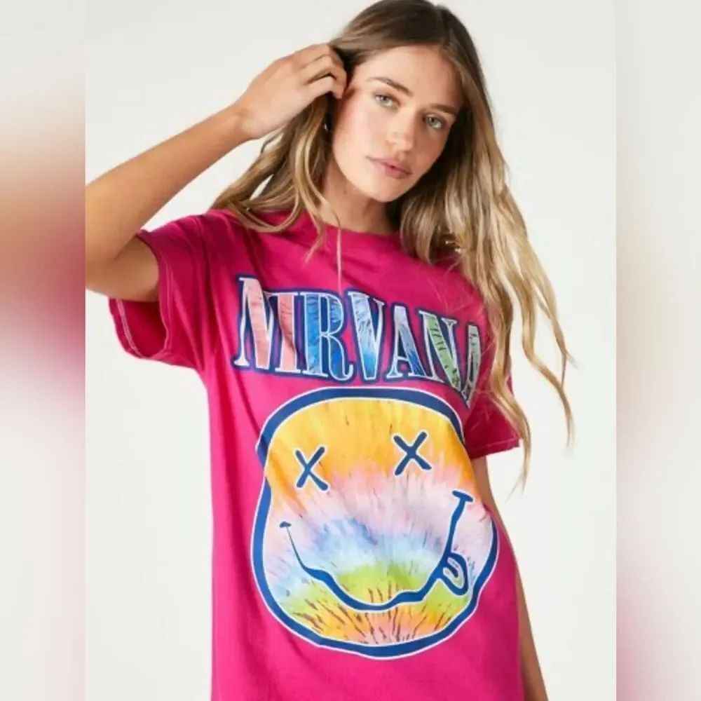 Forever 21 Nirvana Raindow Smiley Face Tshirt Sz Med